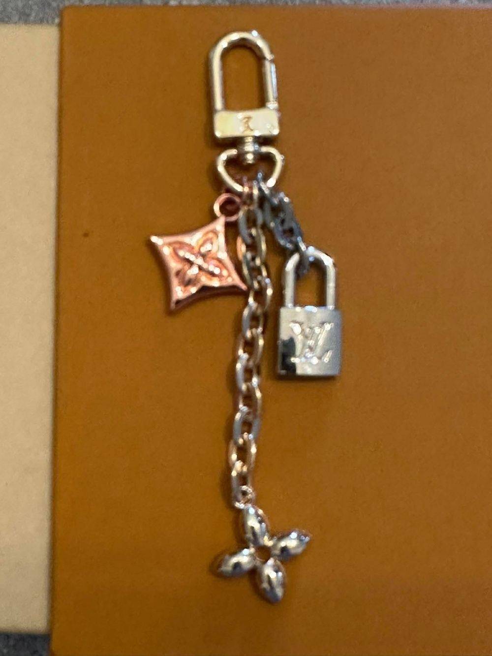 Silver & Rose Gold Padlock Charm Keychain